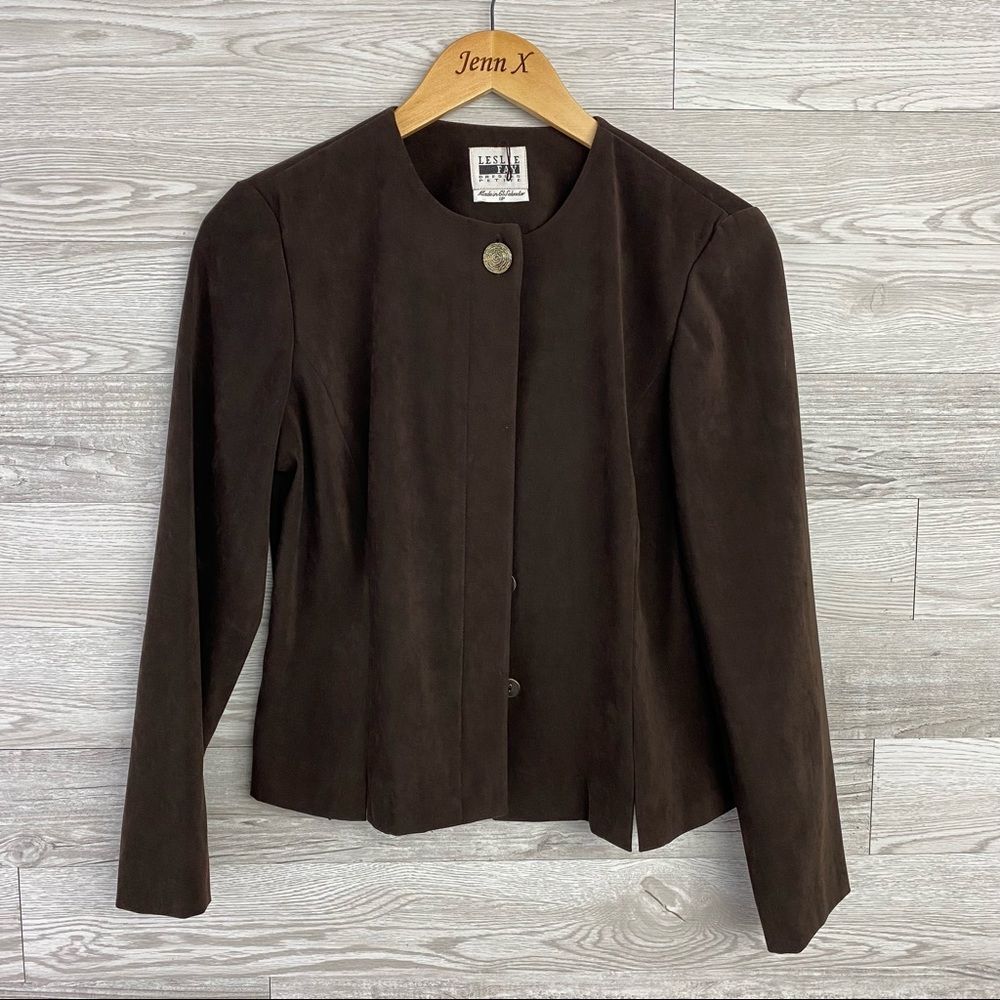 Leslie Fay Petite Brown Career Blazer Jacket